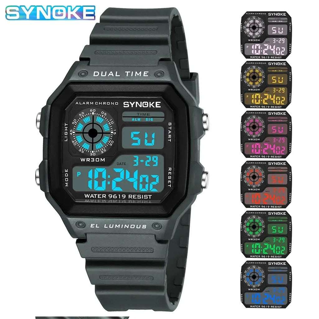 Montre numérique étanche sport multifonction — extérieur, course, étudiant, sept couleurs