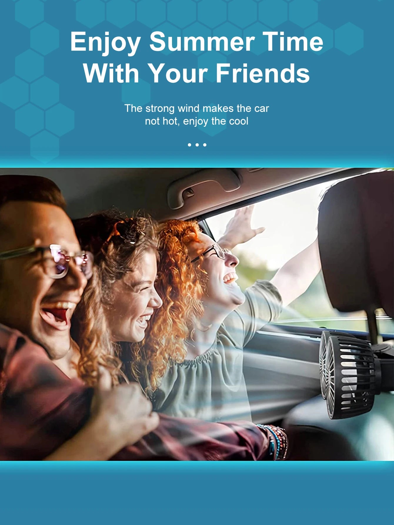 Ventilateur de voiture 360 °   Ventilateur de refroidissement arrière de siège de voiture à 3 vitesses, Charge USB, double tête, refroidisseur de cou à Rotation réglable pour accessoires de voiture et de maison
