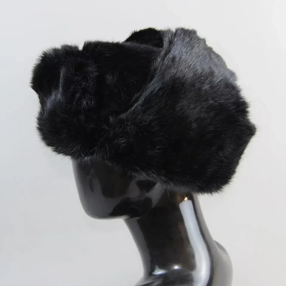 Gorro de piel de conejo para hombre, invierno, 100% piel auténtica, estilo aviador, cortavientos, cálido, con orejeras, color liso, gris/negro, ruso, ajustado