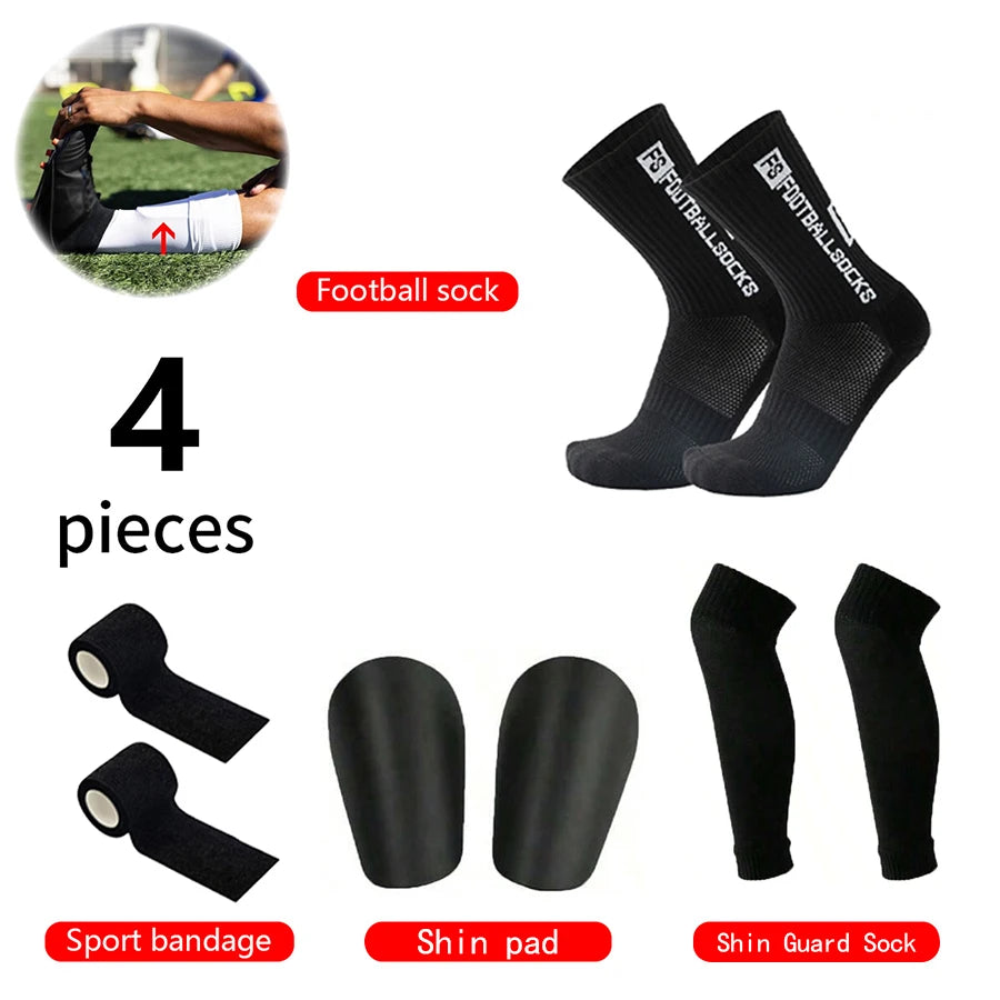 Kit Football 4 Pièces — Chaussettes + Manchons Protège-Tibias + Bandages