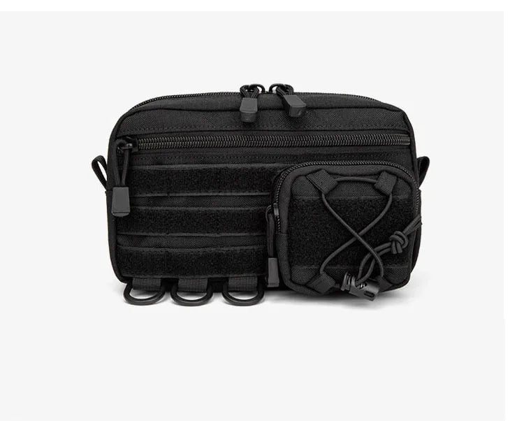 Pochette d'administration horizontale tactique Molle avec poche avant à cordon, pochette modulaire EMT, sac de rangement utilitaire EDC, sac de taille d'extérieur