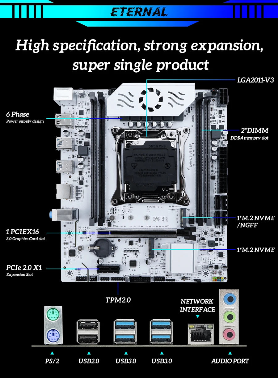 SOYO X99 jeu de carte mère C612 Chipset TPM2.0 broche avec E5 2680 V4 CPU et DDR4 16G (2*8G) 2133MHz RAM PCIE3.0 pour ordinateur de bureau