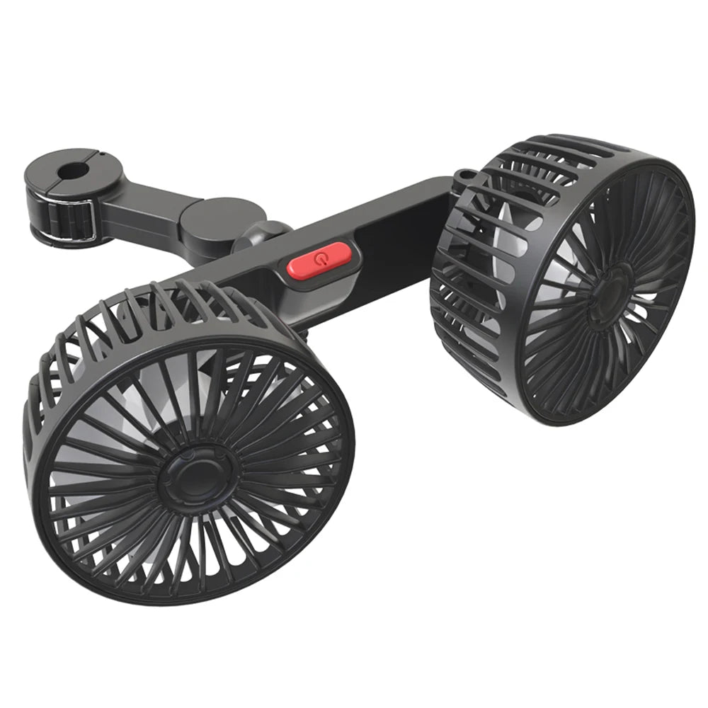 Ventilateur de voiture 360 °   Ventilateur de refroidissement arrière de siège de voiture à 3 vitesses, Charge USB, double tête, refroidisseur de cou à Rotation réglable pour accessoires de voiture et de maison