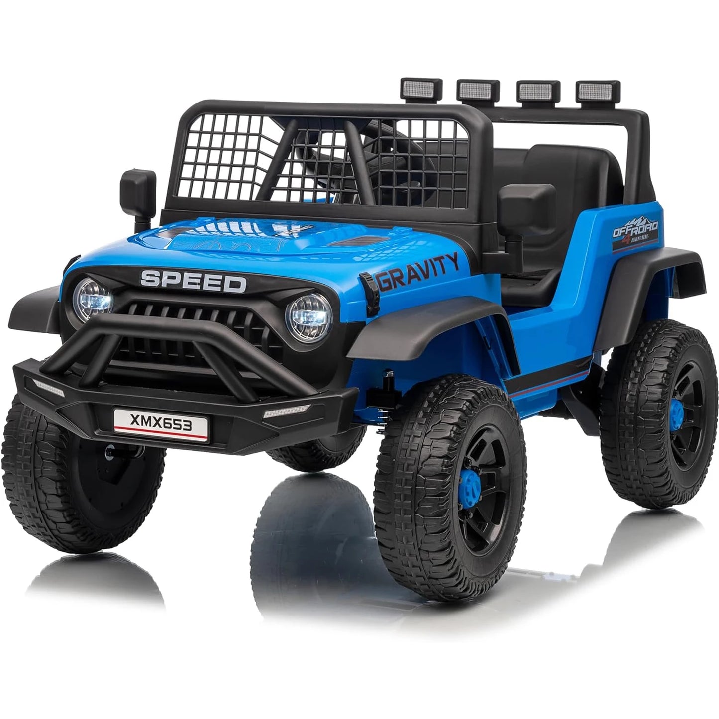 12V Kids Ride-On Truck with Remote Control, 3 Speeds, Emergency Brake, LED Lights, Music and Horn, Electric Car for Kids
