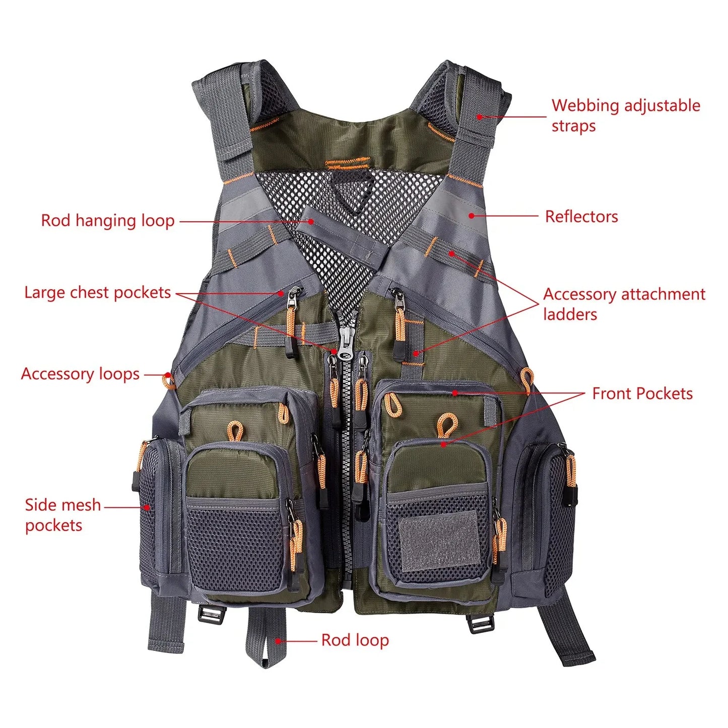 Gilet de pêche respirant, Sports de plein air, alpinisme, randonnée, cyclisme, réglable, pêche à la mouche, natation, matériel de pêche