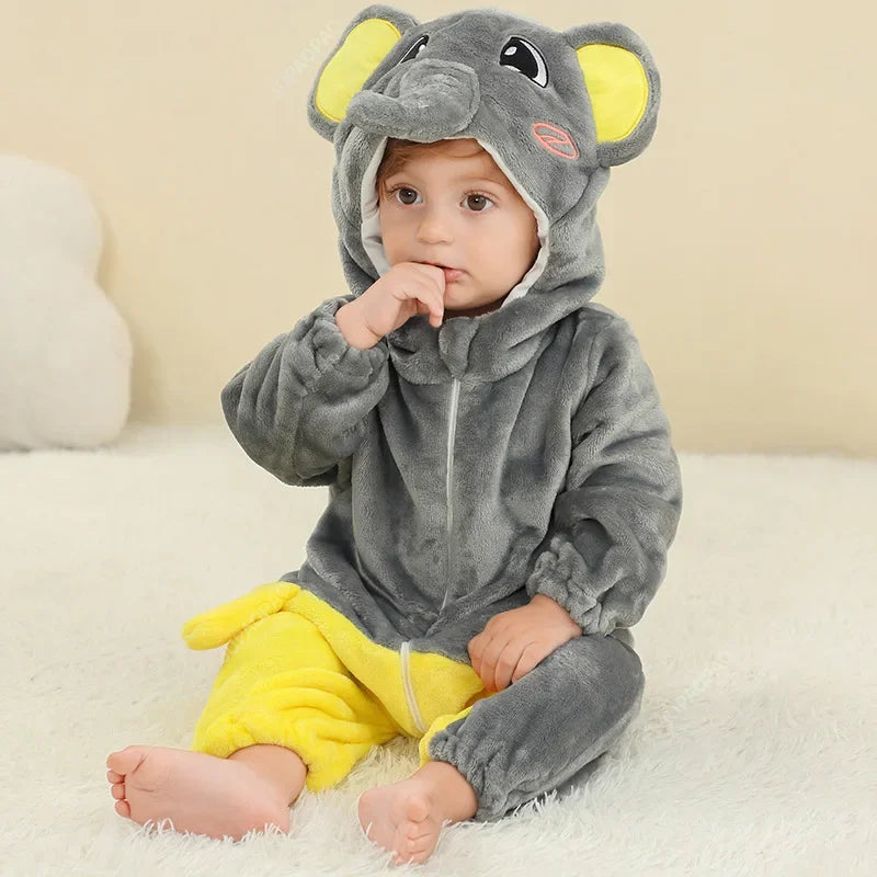 2025 New Collection Cute and Fashionable Elephant-Shaped Baby Easter Jumpsuit with Hood for Children
