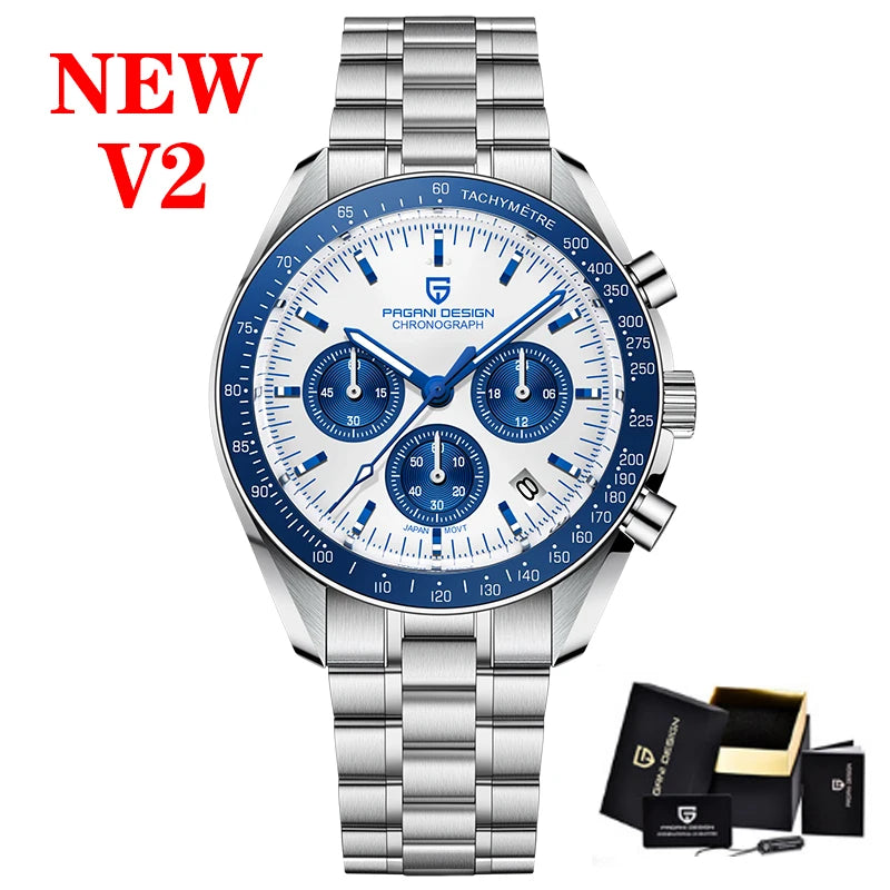 PAGANI DESIGN 2025 New Moon Watches for Men Luxury Quartz Watch Men Chronograph VK63 Men's Gifts AR Sapphire Mirror Luminous Clock