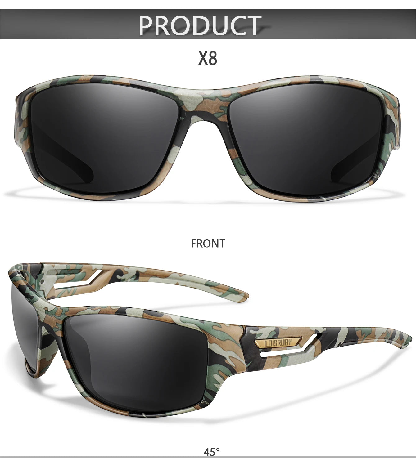 Lunettes de pêche polarisées camouflage — conduite, sports de plein air, cyclisme, course, UV400