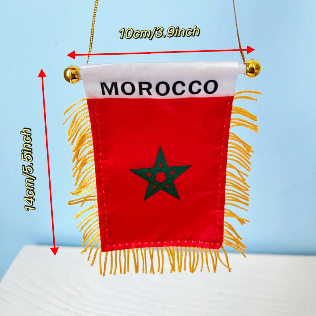 10x14 cm decoración para ventana de coche Poliéster Argelia/Marruecos banderín colgante banderas marroquíes Mini banderín
