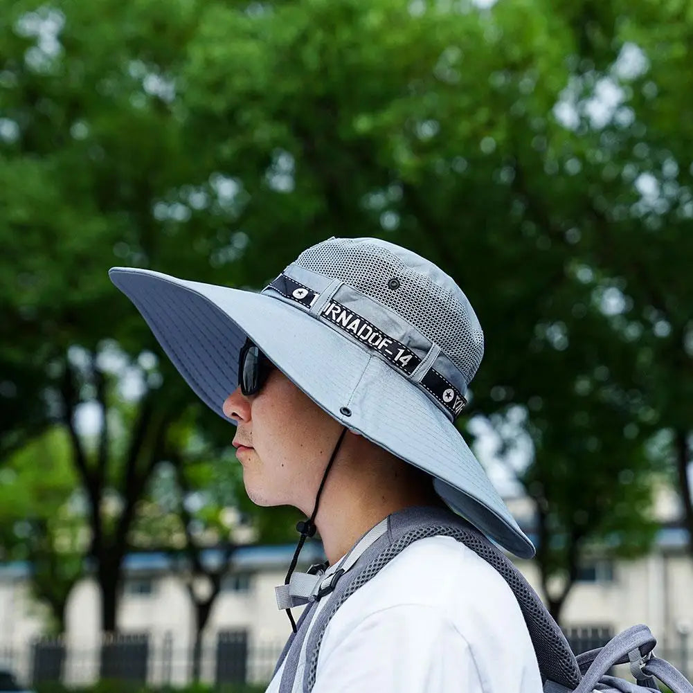 Grand chapeau de soleil d'été pour hommes et femmes, casquette de pêche respirante, Protection contre les UV, chapeau de pêcheur en maille, randonnée en plein air, casquette de plage