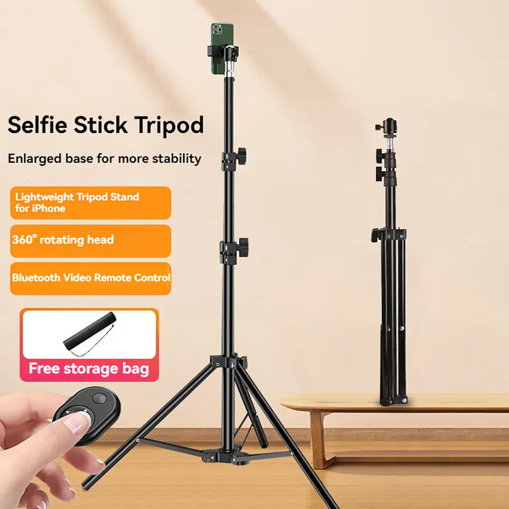 Support extensible de 170cm, hauteur réglable pour téléphone portable, trépied de Support en direct, enregistrement multifonctionnel, trépied d'atterrissage pour Selfie