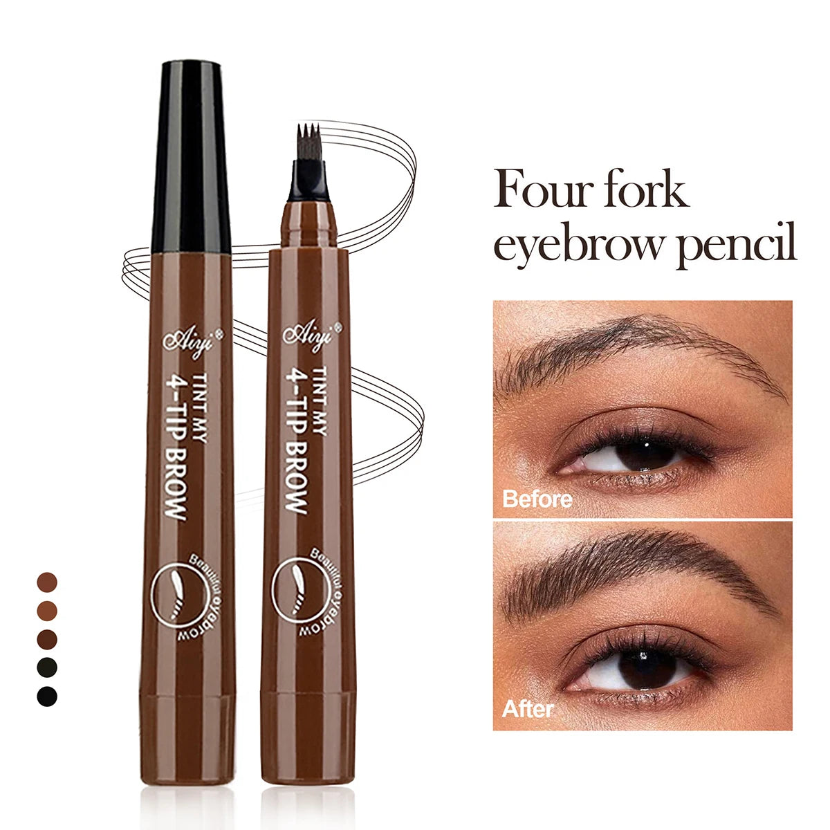 Crayon à 4 fourches pour microblading, maquillage pour les yeux, résistant à l'eau, naturel, longue durée, cinq couleurs