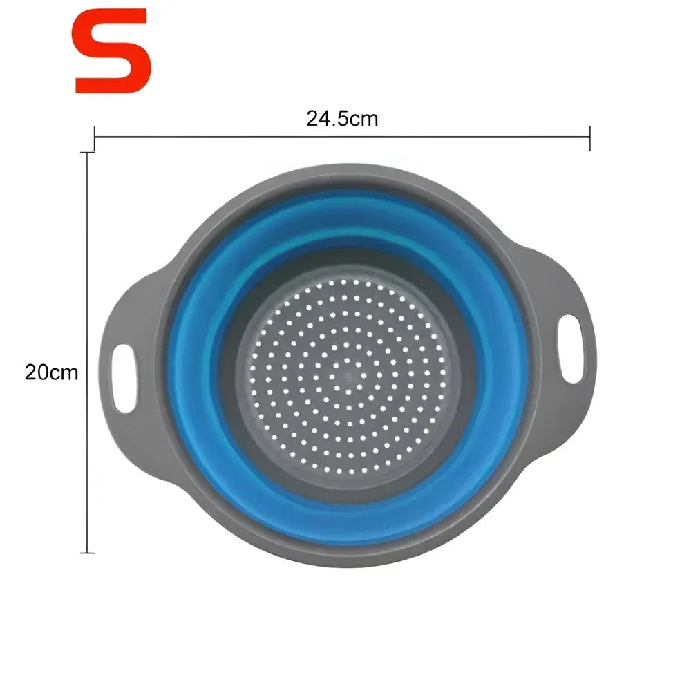 2pcs Silicone Collapsible Strainer Basket, Foldable Colander for Fruit Vegetable, Kitchen Strainer for Food Pasta Kitchen Tools Drainage Device