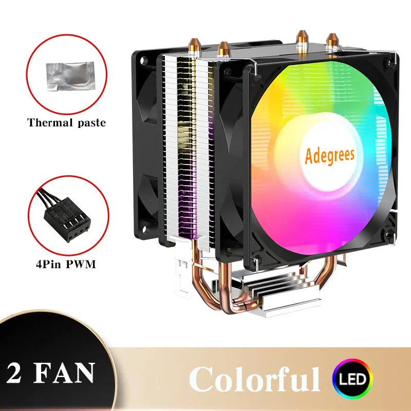 Ventilateur de refroidissement pour processeur Intel, refroidisseur d'air CPU, X79, X99, 3 broches, 4 broches, PWM, LGA 1366, 1151, 1155, 1200, 1700, 2011, AMD, AM3, AM4, AM5