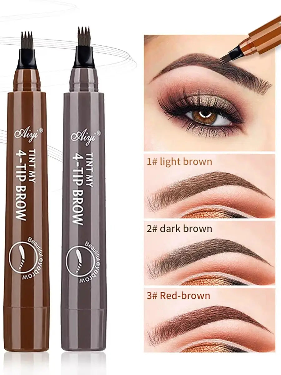 Crayon à 4 fourches pour microblading, maquillage pour les yeux, résistant à l'eau, naturel, longue durée, cinq couleurs