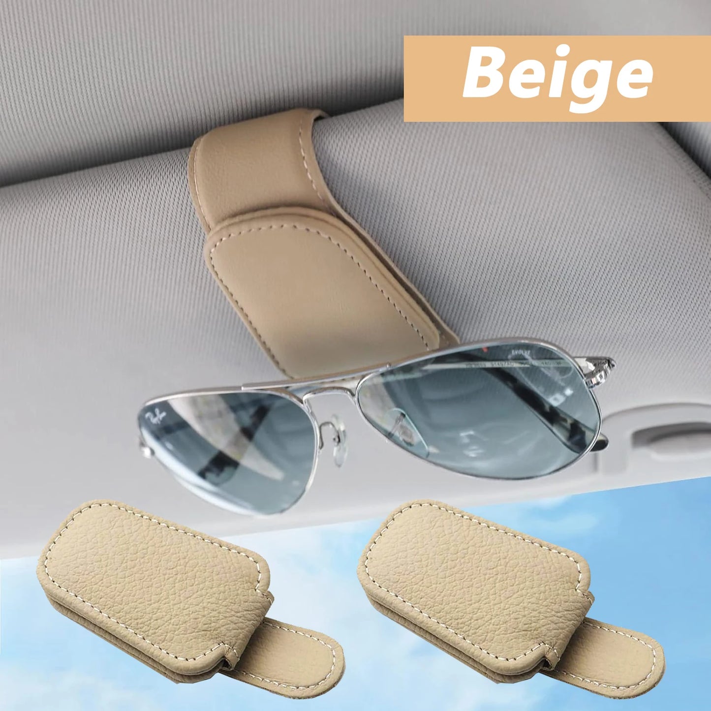 El soporte para gafas de sol se adapta a las viseras del coche, clip magnético de cuero para gafas de sol y clip para b