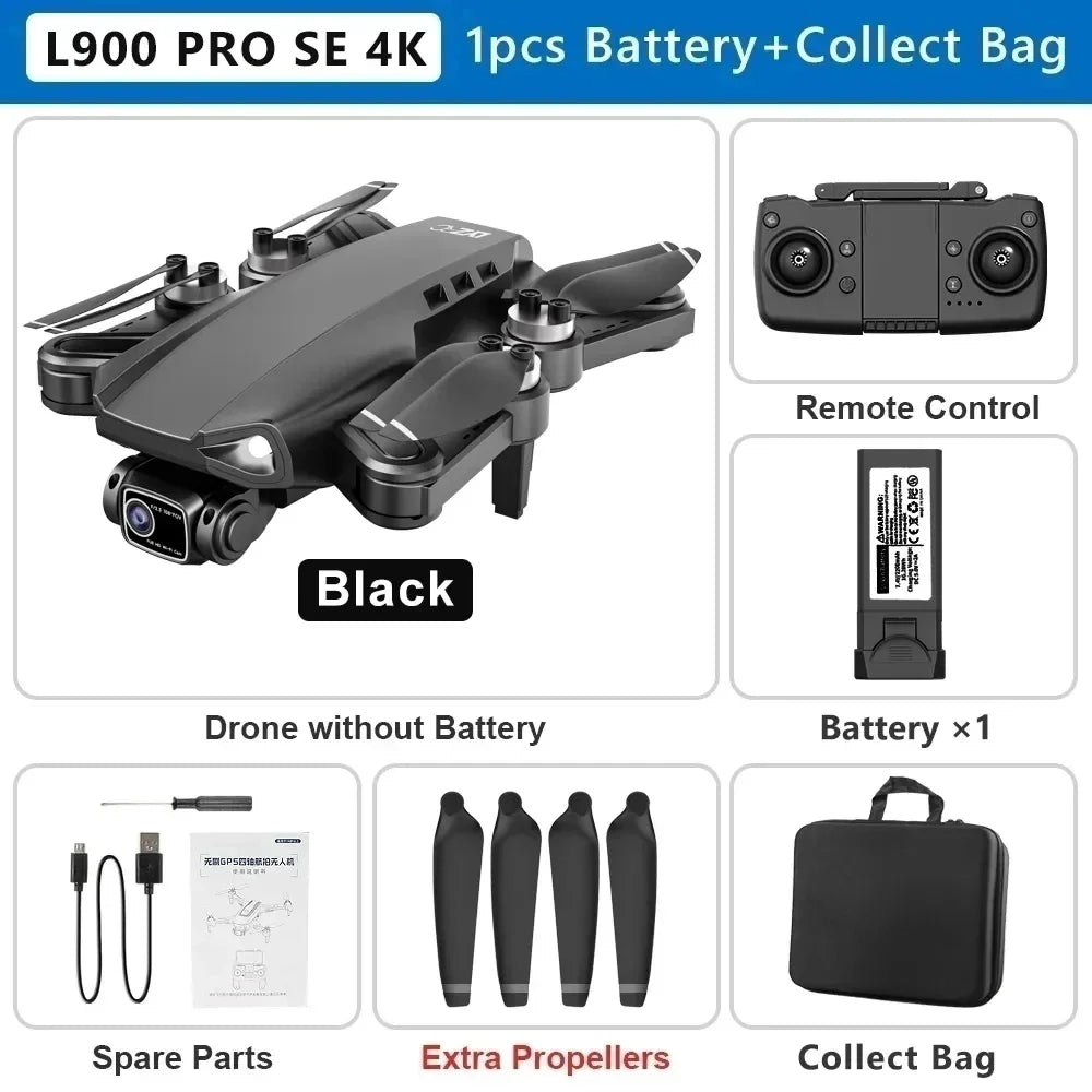 Drone GPS L900 Pro SE MAX 4K, doble cámara HD profesional 5G WIFI 360° Motor sin escobillas para evitar obstáculos Rc FPV Quadcopter Dron
