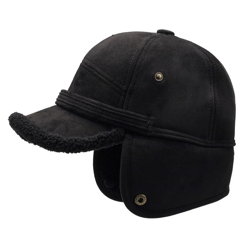 Gorra de béisbol FS marrón invierno para hombre, gorro de aviador cálido cortavientos para exteriores, gorra Vintage de felpa gruesa para mujer, gorra de oreja para hombre