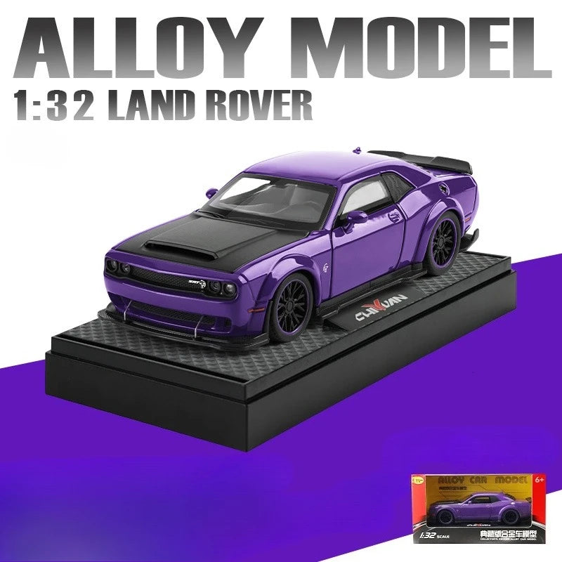 Modelo de coche de aleación Dodge Challenger Hellcat SRT 1:32 con sonido y luz, vehículo de juguete de metal con retrofricción, regalo para niño, colección en miniatura