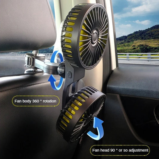 Ventilador de asiento trasero de coche de 3 velocidades, desodorizador USB, aire acondicionado, enfriador automático