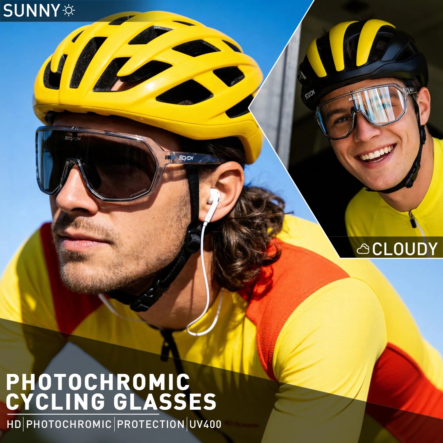 Lunettes de Soleil Sport UV400 — Vélo, Randonnée & Escalade Homme Femme