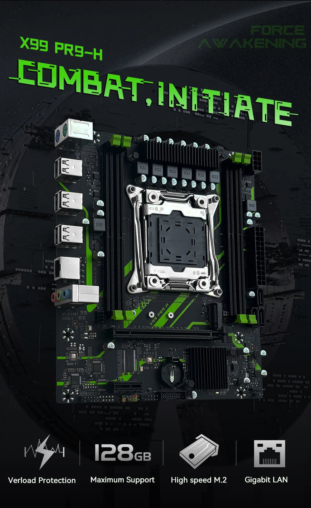 Carte mère PR9-H MACHINIST X99 LGA 2011-3, ensemble combo en option, processeur Xeon E5 2670 V3, 16 Go de RAM DDR4 ECC, mémoire NAME M.2