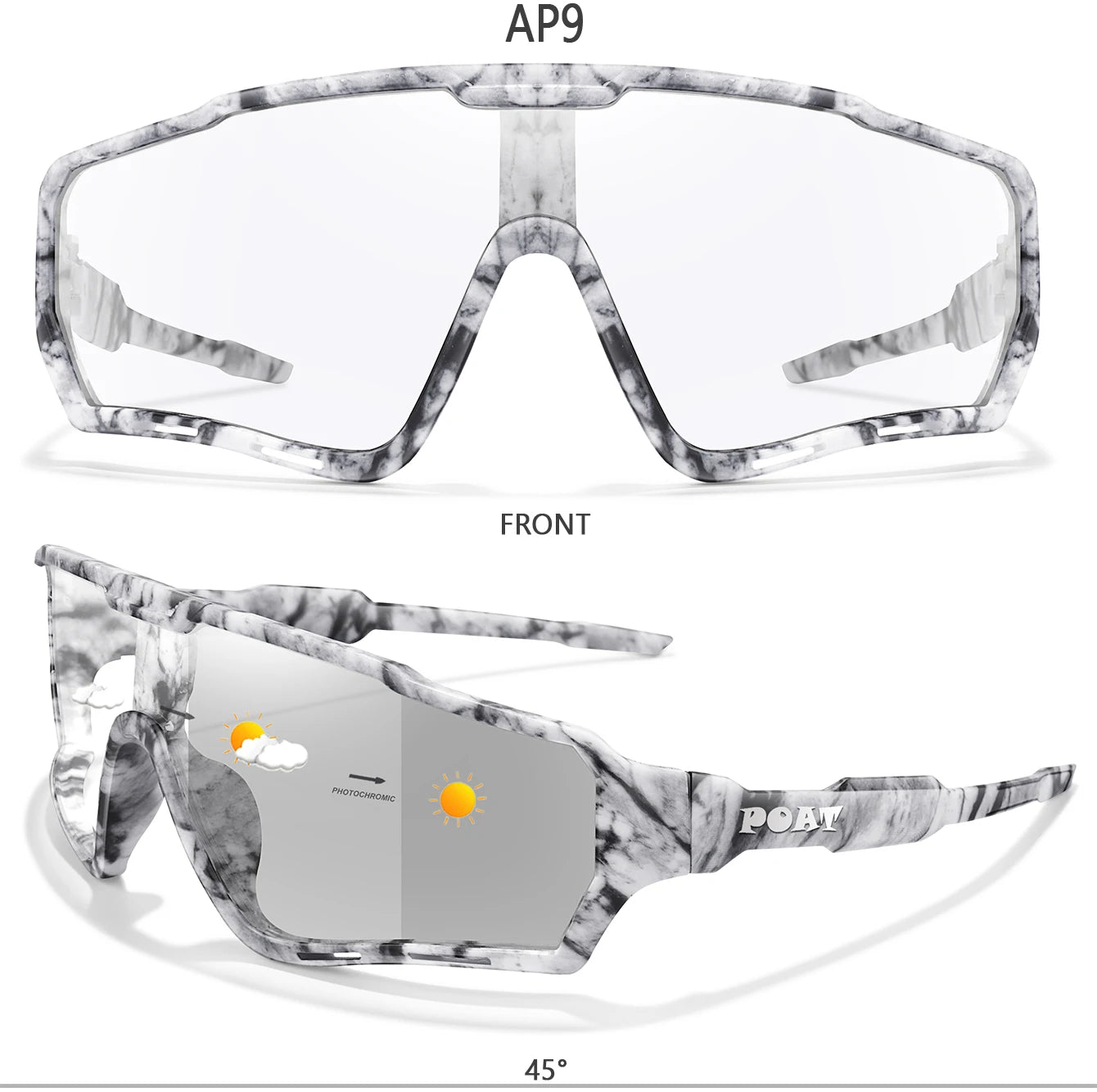 POAT tout nouveau Style lunettes de soleil photochromiques sport hommes femmes vtt vélo lunettes de vélo cyclisme pêche lunettes de course