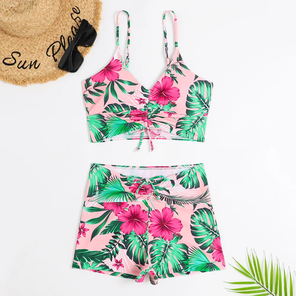 2025 taille haute Bikini maillot de bain femmes Push Up Bikini maillot de bain fleuri imprimé Bikini boxeurs maillots de bain maillot de bain maillot de bain