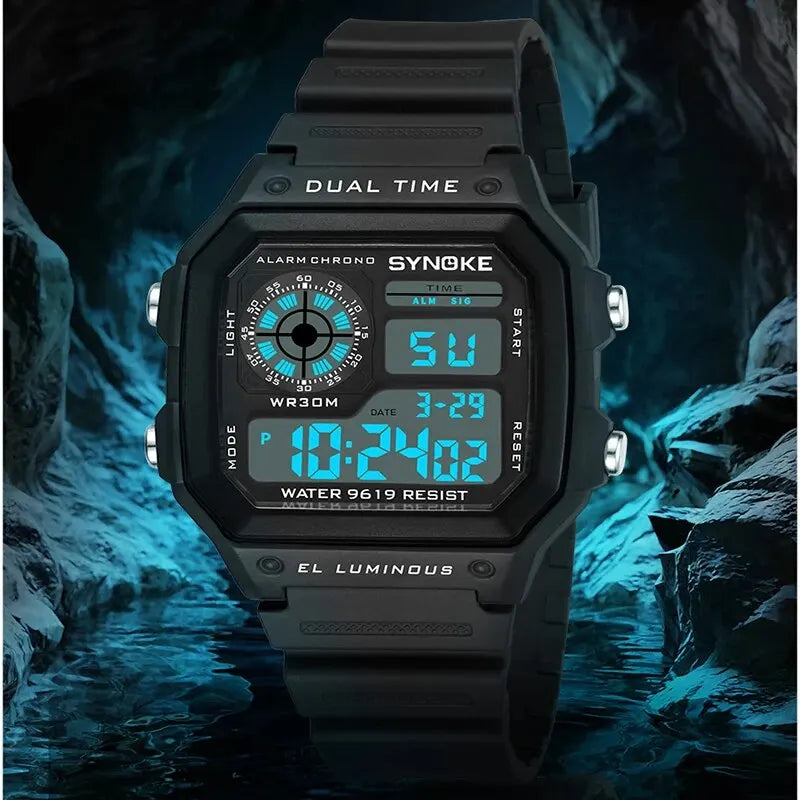 Montre numérique étanche sport multifonction — extérieur, course, étudiant, sept couleurs