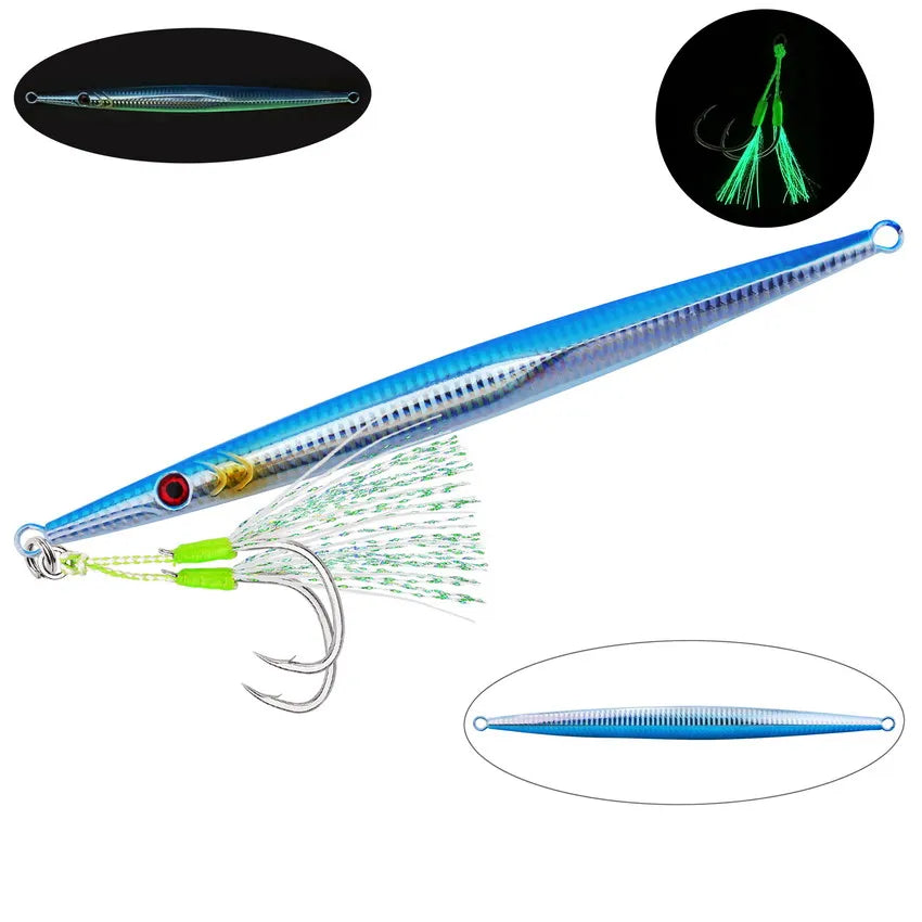 1PC Leurre de pêche à la jigging en métal, appât dur à descente rapide, 60/80/100/200/250/300G, lancer en eau salée, rivage, pour thon, bar