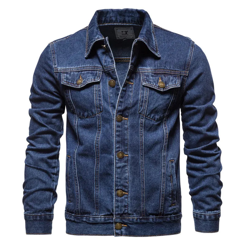 Veste Jean Homme Moto Vintage 2025 — Coupe Ajustée Coton Automne