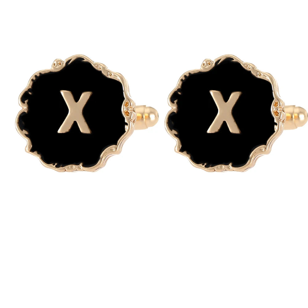 Boutons de manchette classiques pour hommes, 26 lettres initiales de l'alphabet, A B C D E F G H I J K L M N O P Q R S T U, bouton à manches V W X Y Z