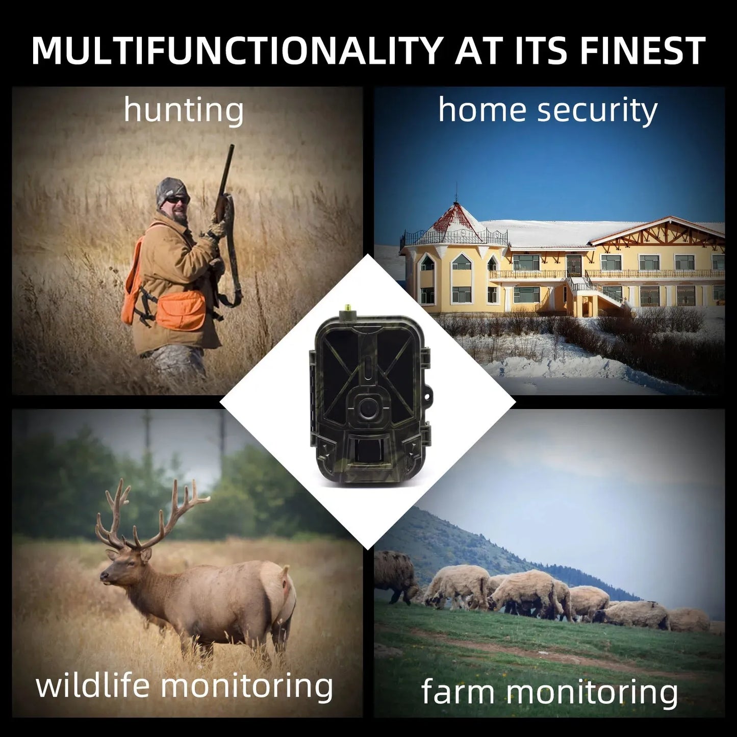 Caméra de chasse à vision nocturne 4G avec suivi et contrôle par application, batterie Li-ion 8000 mAh, 120° °   Caméra de surveillance sans fil Cloud Service Game Scout