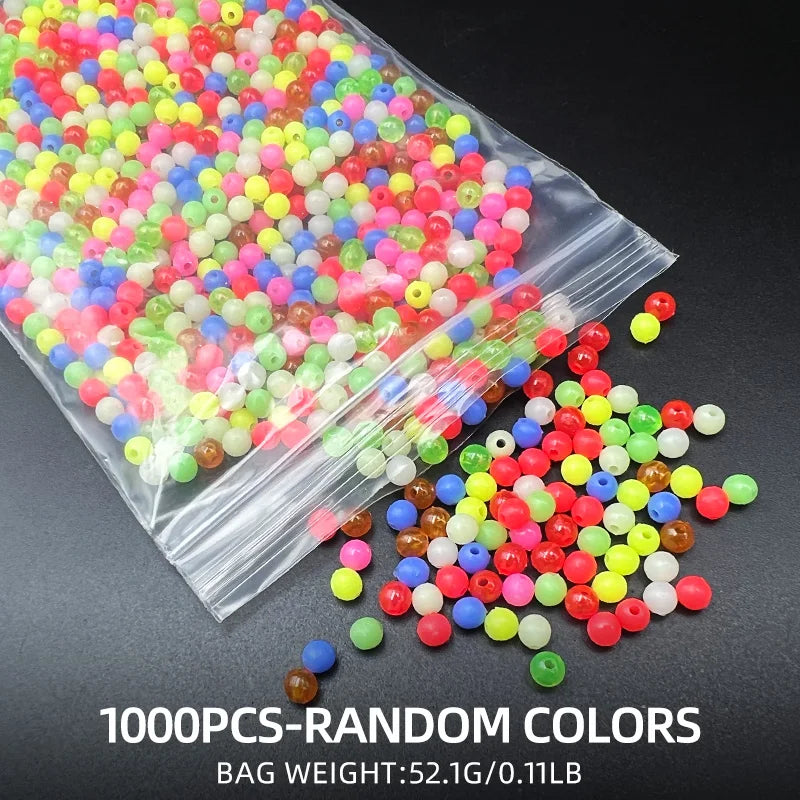 ShareShark 1000 pièces/sac pêche de nuit lueur 5mm couleur mixte perles fluorescentes leurre appât souple Texas plate-forme accessoires de pêche