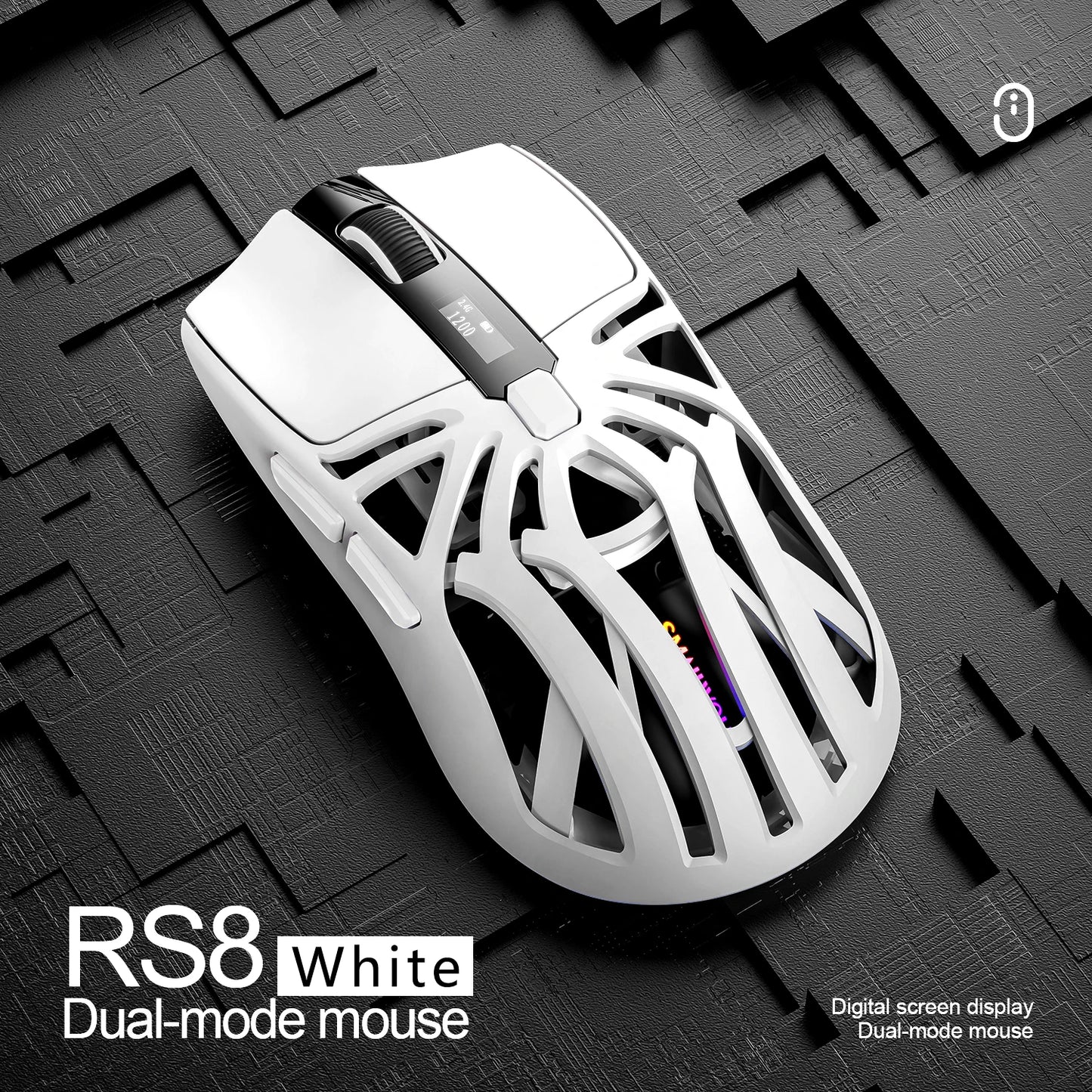 SmailWolf RS8 Bluetooth sans fil 2.4g souris de jeu triple mode léger e-sports jeu 1K taux de retour 10000DPI ordinateur