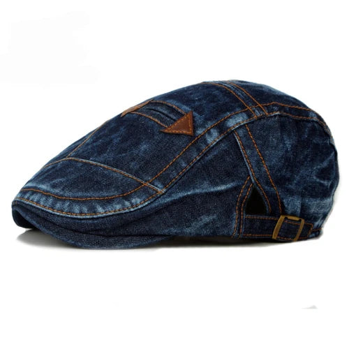 Spring Summer Fashion Jean Beret Hats for Men Women Quality Casual Unisex Denim Beret Fitted Cap Sun Flat Cap Men's Cap