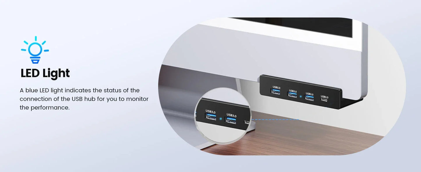 Abrazadera de concentrador USB de 10 Gbps, adaptador divisor USB3.2/3.0/2.0, estación de acoplamiento externa de múltiples clips para iMac Macbook Lenovo, accesorios para computadora de escritorio