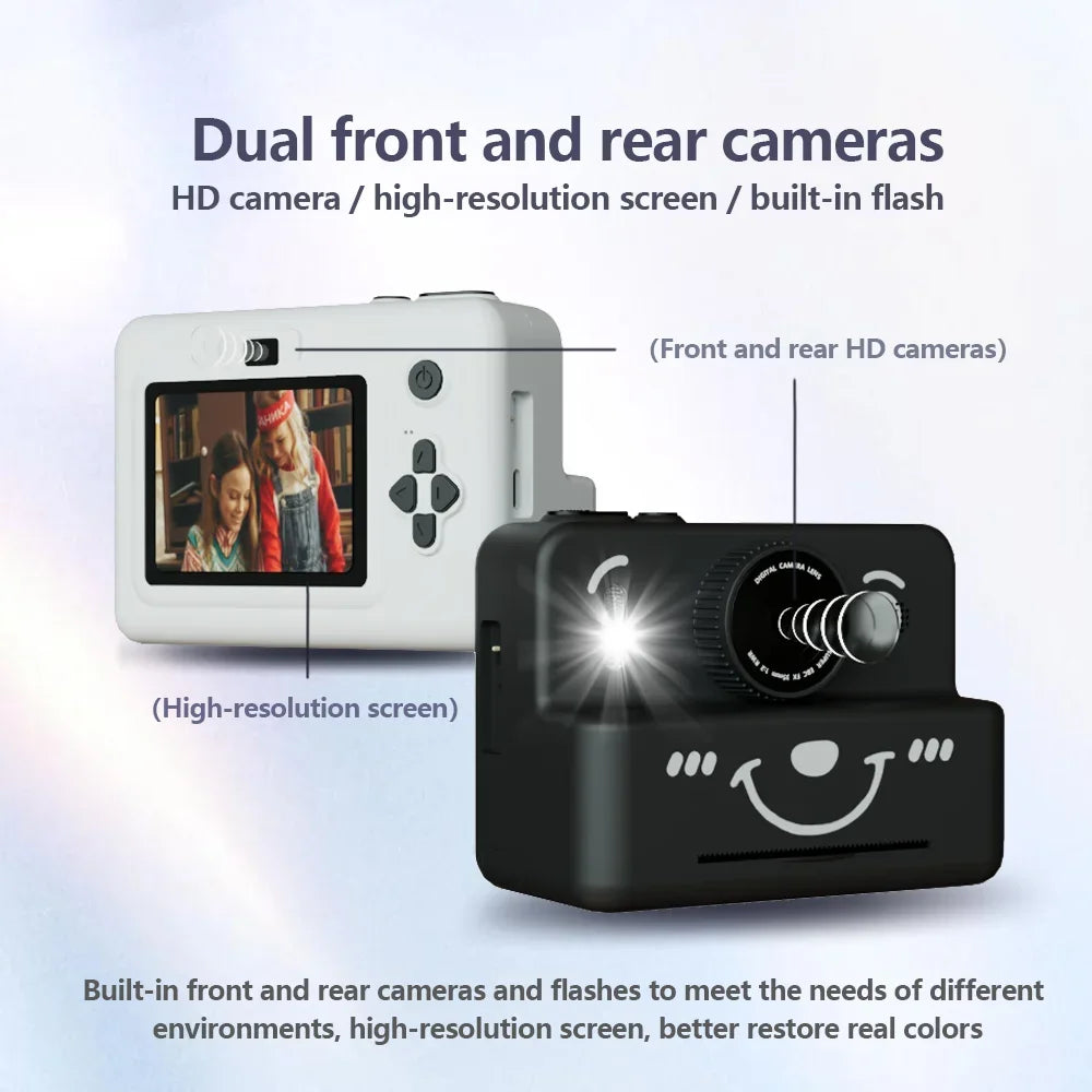 Cámara digital para niños con impresora instantánea, miniimpresora, pantalla de 2,8 pulgadas, vídeo, impresora térmica portátil, cámara para niños con impresora