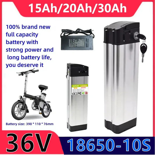 36V High Capacity 15Ah-20Ah-30Ah Electric Motorcycle, Folding Bike, Takeaway, Silverfish Universal Express Lithium Battery