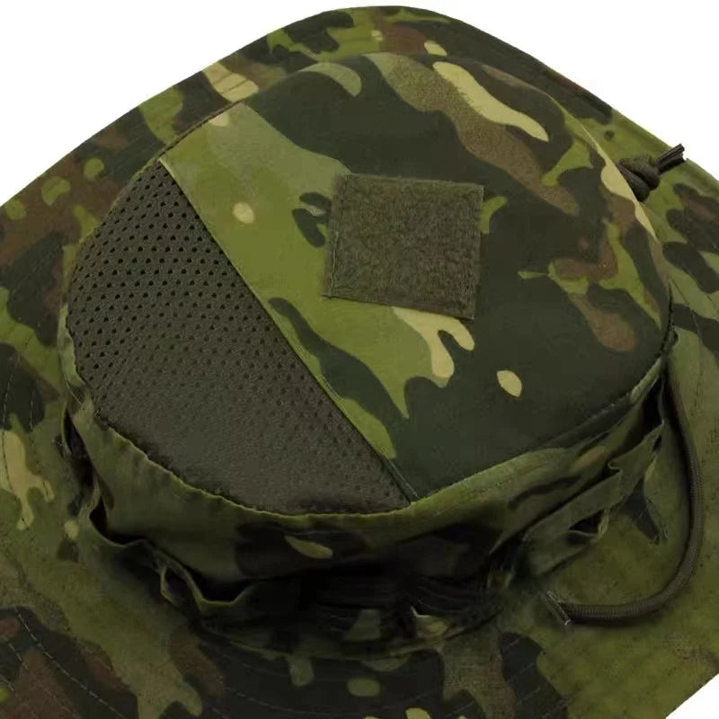 Nouveau 2026 Casquette Bob Camouflage Multicam avec Poche Carrée pour Passionnés de Tactique, Chapeau de Soleil pour Pêche, Randonnée et Activités de Plein Air
