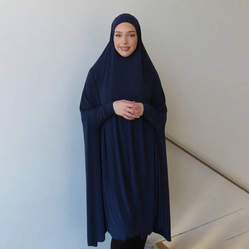 Abayas musulmanes à manches pour femmes, châle Long, couverture complète, couleur unie, vêtements de prière, coton de qualité supérieure, chanvre uni