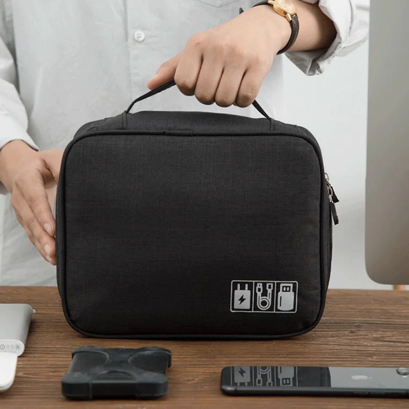 Bolsa de almacenamiento digital electrónica de viaje, multifuncional de gran capacidad para auriculares, funda protectora para cable de datos, bolsa a prueba de polvo de viaje Elec