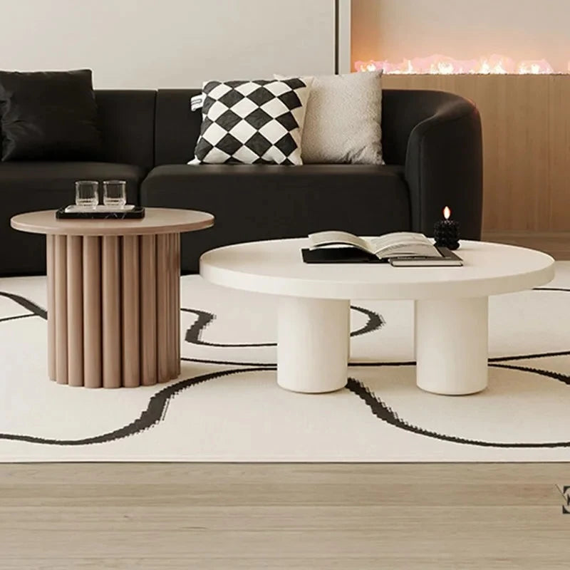 Minimalist Aesthetic White Wooden Round Side Table, Small Simple Coffee Table, Modern Design, Auxiliary Home Furniture