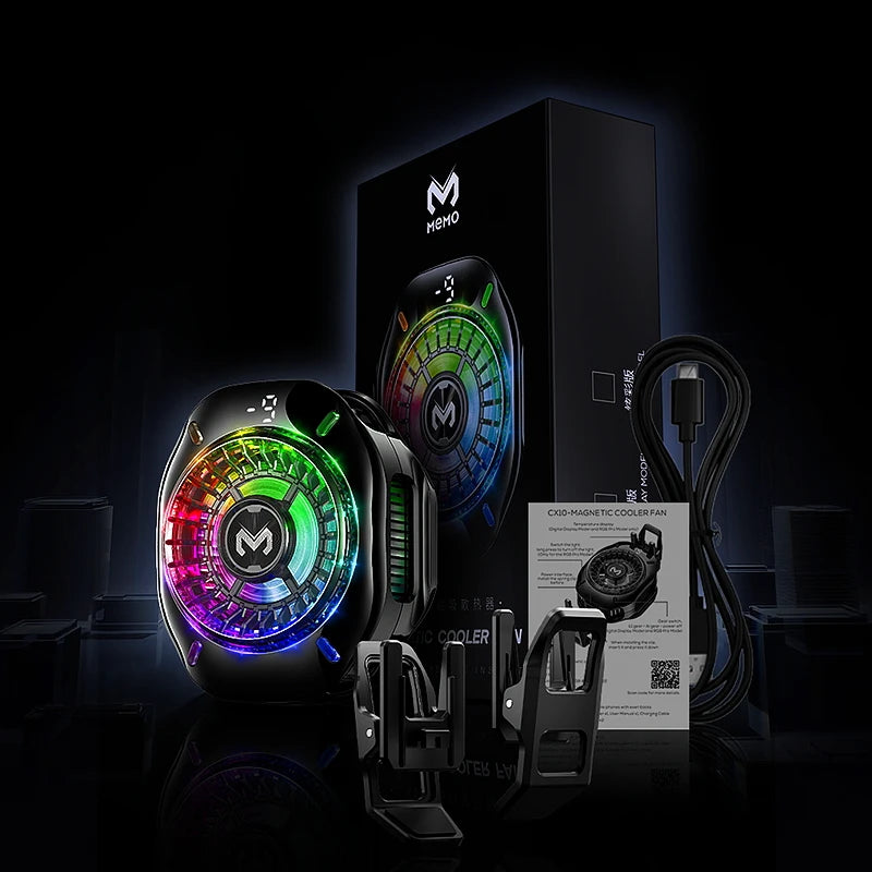 MEMO CX10 — Refroidisseur Téléphone Semi-Conducteur Clip Magnétique LED RGB