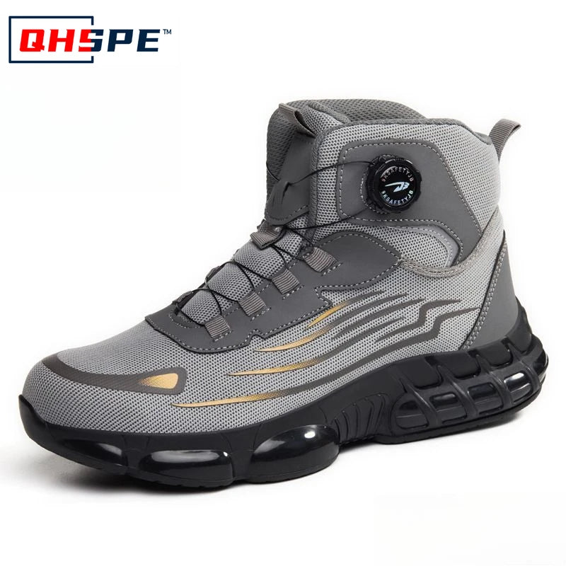Botón giratorio nuevos zapatos de seguridad para hombre Anti-aplastamiento Anti-perforación zapatos de trabajo de moda para hombre zapatos deportivos botas de protección de seguridad para hombre
