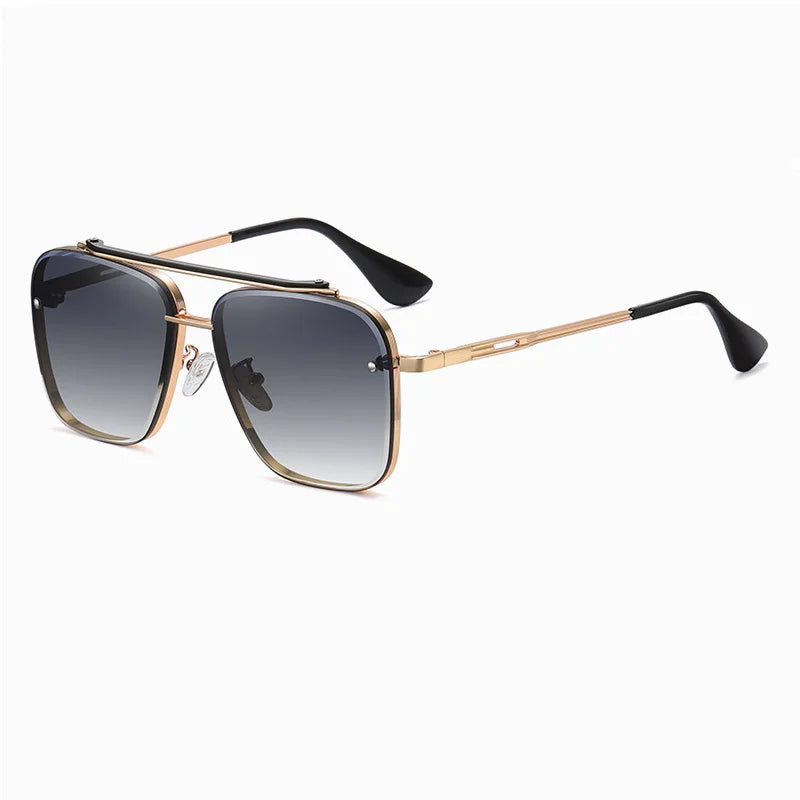 Nuevas gafas de sol degradadas para hombre, moda, metal, montura grande, gafas de sol, marca de lujo, Lunette De Soleil Homme