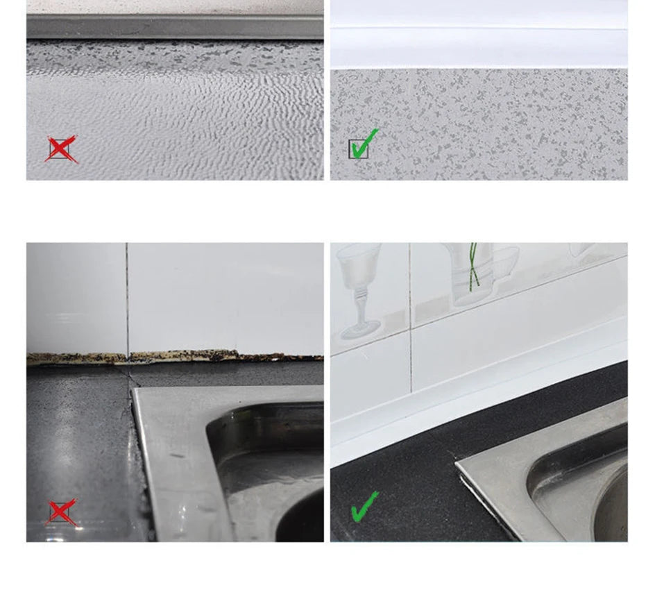 Bande de calfeutrage de bain auto-adhésive en PVC, 3.2M, résistant à l'huile, autocollant mural d'angle de bord d'évier de cuisine, bande d'étanchéité étanche pour toilettes
