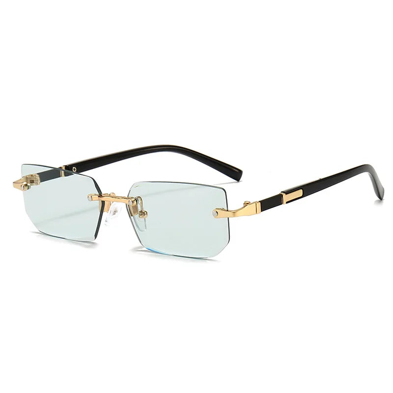 Rimless Rectangular Sunglasses for Men and Women, Popular Shades, Small Square Sunglasses, Summer Travel Fashion