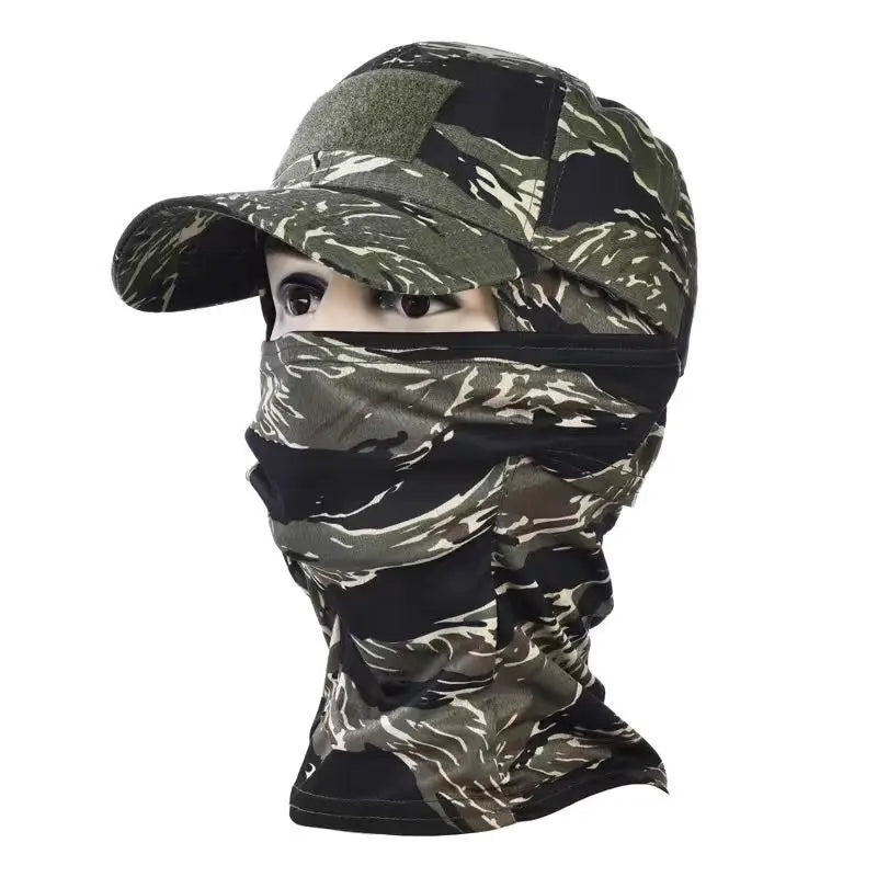 Casquette de baseball tactique camouflage, pour la pêche en plein air, la randonnée, la chasse, les sports, protection solaire, respirante, camouflage, cagoule, demi-masque de ski