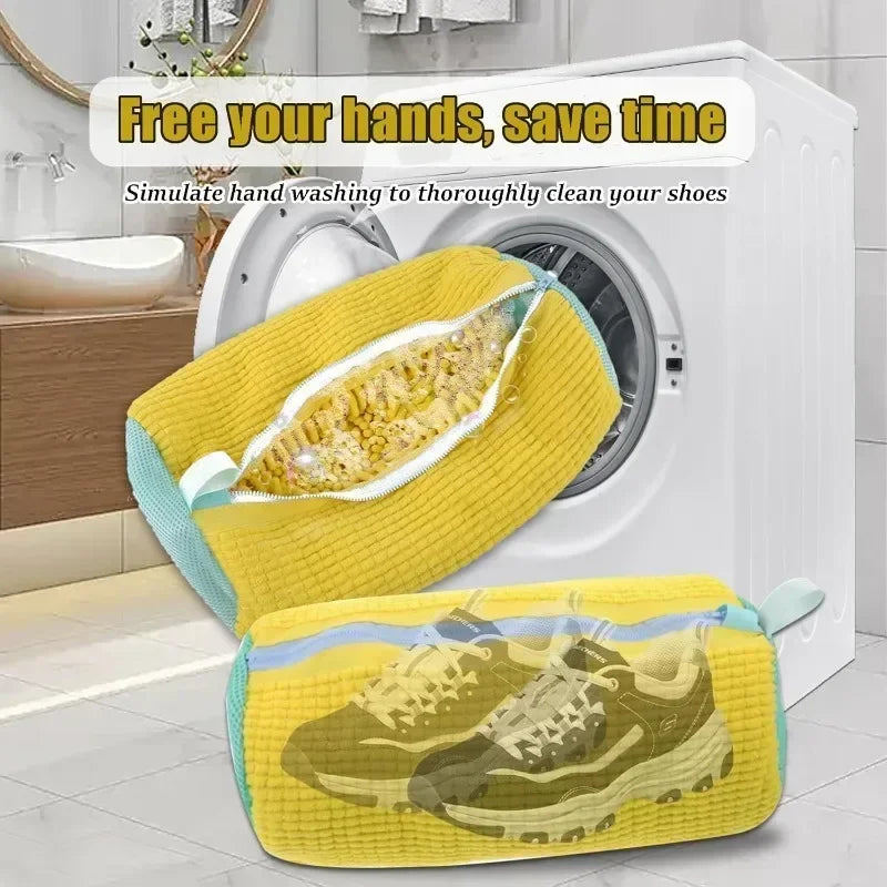 Bolsas de lavandería, bolsa para lavar zapatos en lavadora, con cremallera, con forro polar grueso en el interior, perfecta para zapatillas deportivas y zapatos casuales